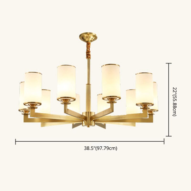 Post-Modern Metal Hanging Chandelier Light Cylindrical Glass Shade Ceiling Chandelier for Living Room