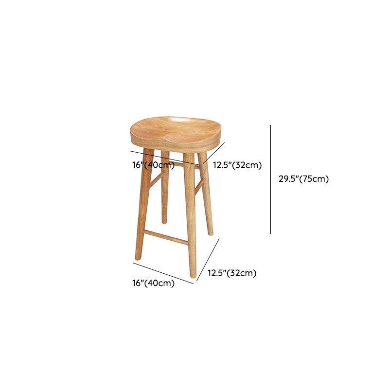 Contemporary Solid Wood Dining Stools Backless Bar Stools with Footrest