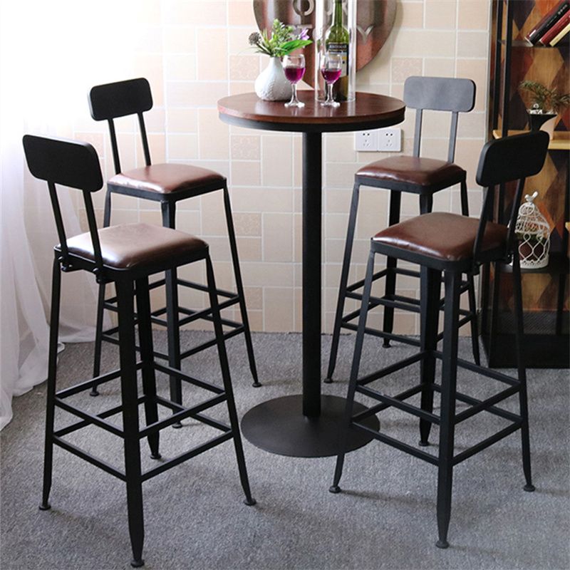 Industrial Style Black Iron Bar Table Brown Wood Top Bistro Table for Cafe