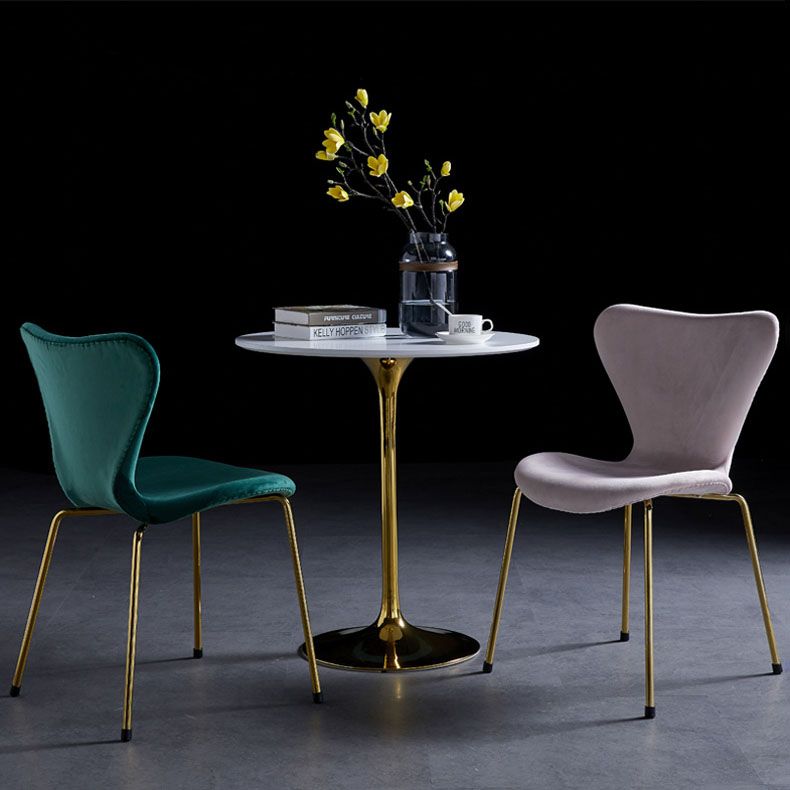 Home Wingback Dining Armless Chairs Indoor Dining Side Chairs with Metal Legs