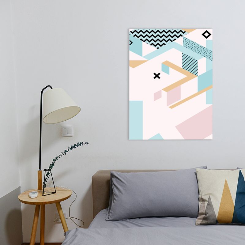 Toile d'art géométrique, décoration murale texturée scandinave de couleur pastel pour chambre d'amis