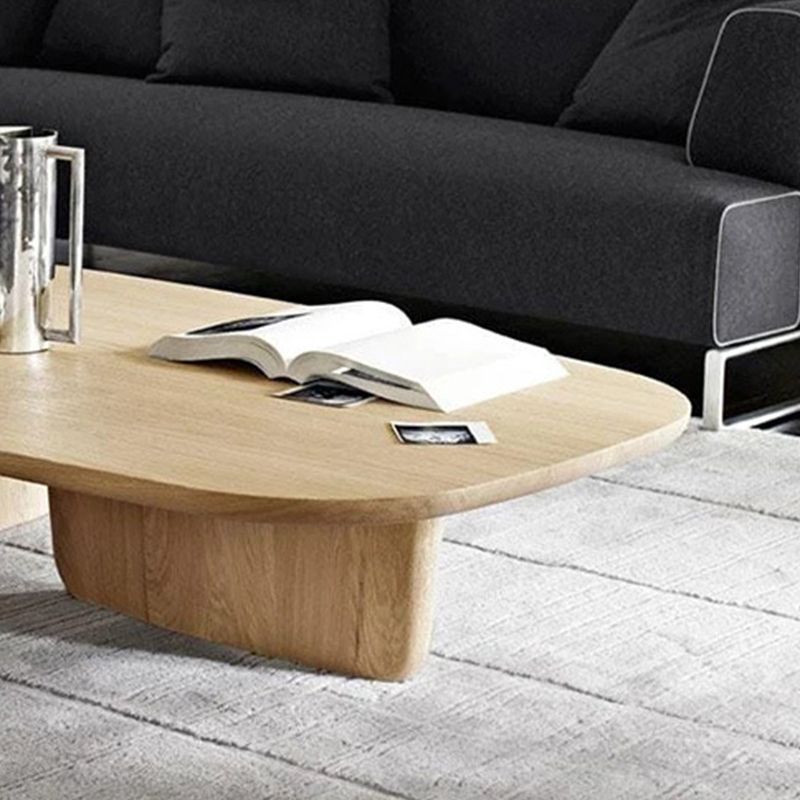 Scandinavian Solid Wood Coffee Table with 2 Legs and Rectangle Top