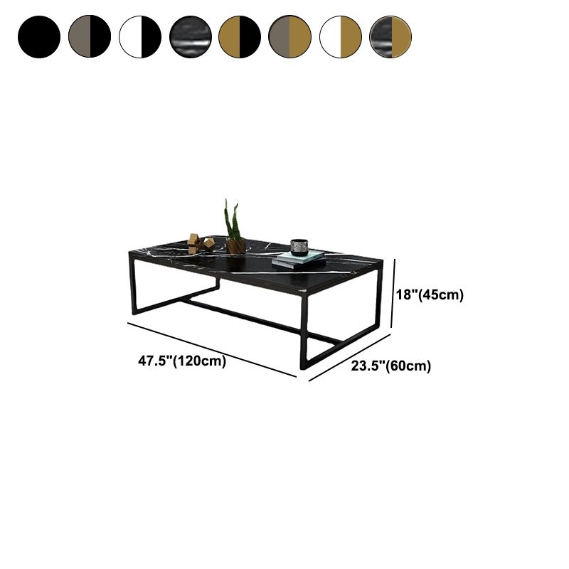 17.7" Tall Modern Steel Trestle Base Rectangular Wood Top Coffee Table