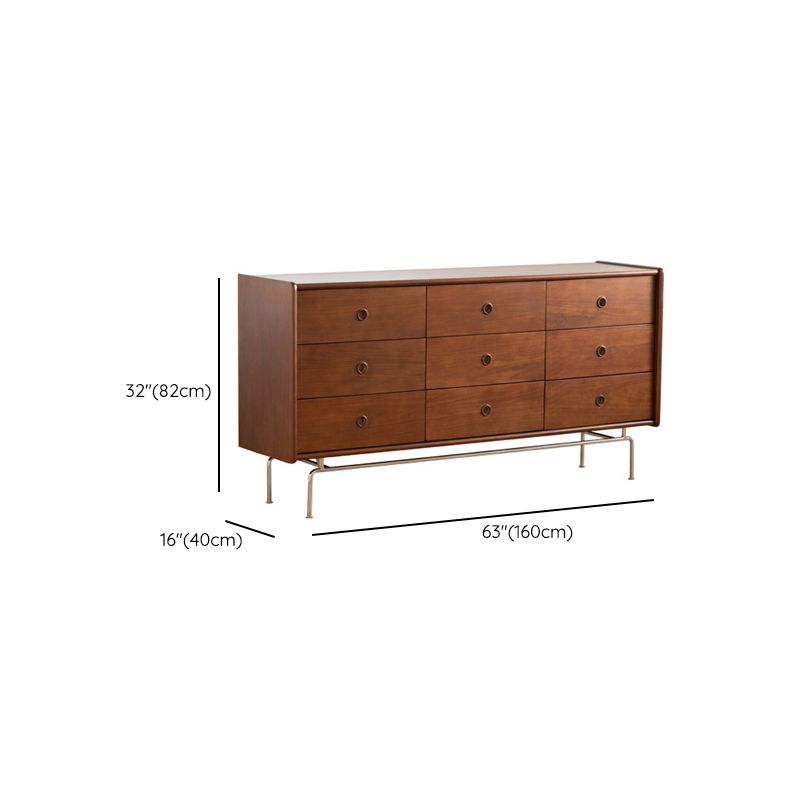 Contemporary Pine Double Dresser Horizontal Storage Chest Dresser for Bedroom