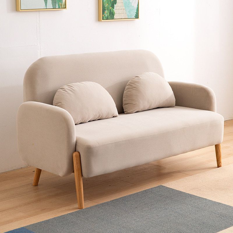 Scandinavian Loveseat with 2 Pillows and Square Arm for Apartment