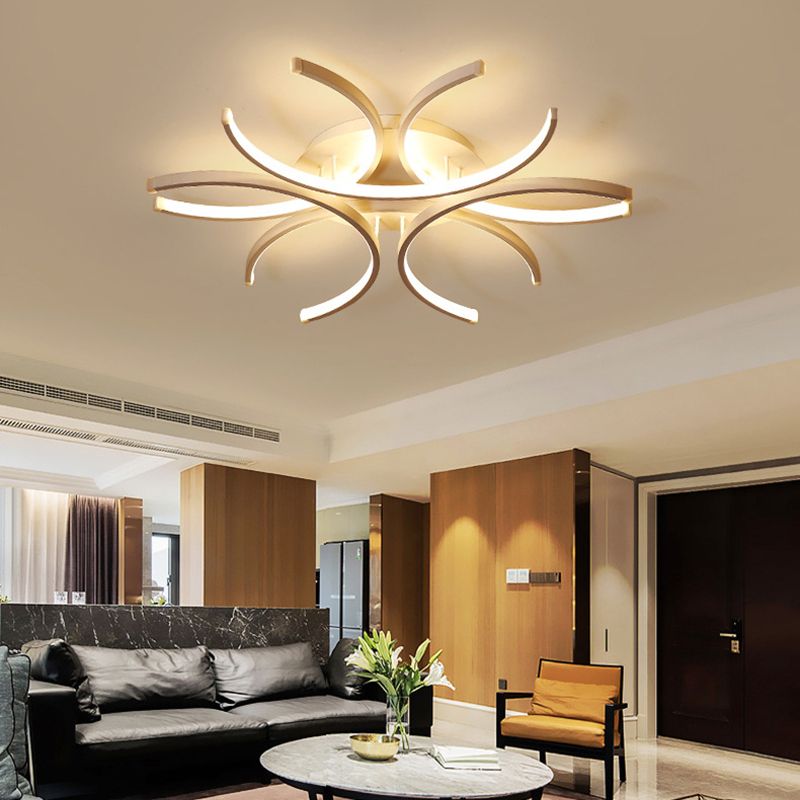White Sputnik Flush Mount Ceiling Light Modern Aluminum Flush Light for Living Room