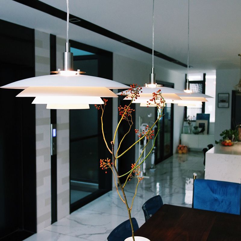 Estilo contemporáneo Geométrico Luz de comedor de comedor accesorio de iluminación de dormitorio en blanco