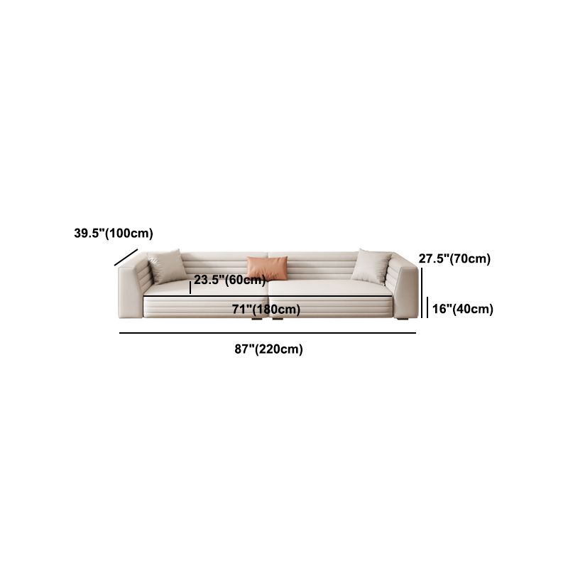 Contemporary Standard Tight Back Square Arm Sofa Couch in White