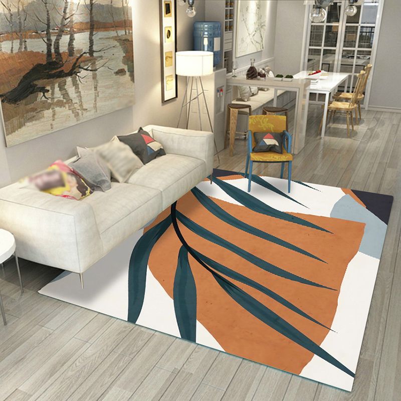 Navy Modern Indoor Rug Polyester Color Block Area Rug Washable Rug for Living Room