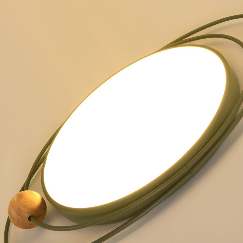 LED Nordic Ceiling Flush Wood & Acrylic Round Ceiling Flush Mount for Bedroom