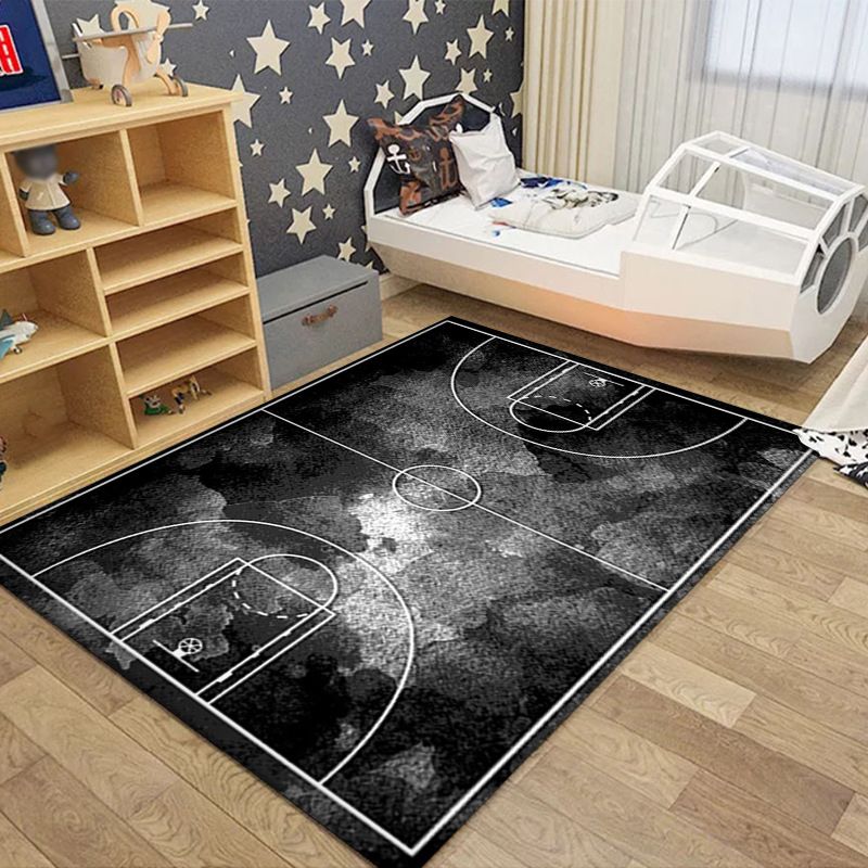 Rapis moderne vert Polyester Football Field Tapis lavable pour le salon