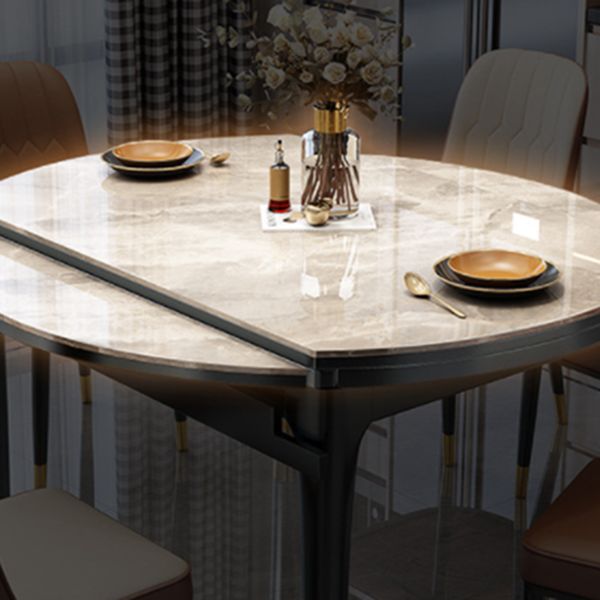 Traditionele luxe ronde eettafel, stenen eetkamer met druppelblad, meubelen