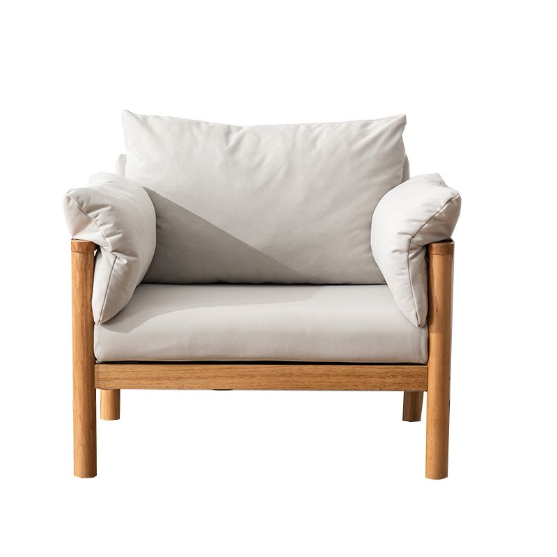 Contemporary Square Arm Sofa 33.46" High Faux Leather/Linen Sofa