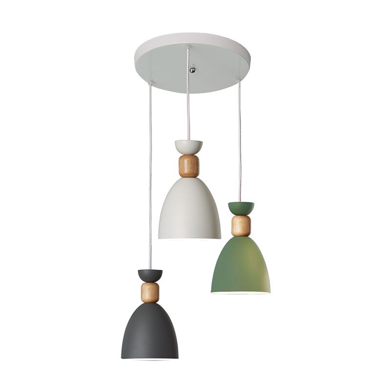 Wine Cup Shaped Multi Pendant Light Nordic Metal 3 Bulbs White Hanging Lamp over Table