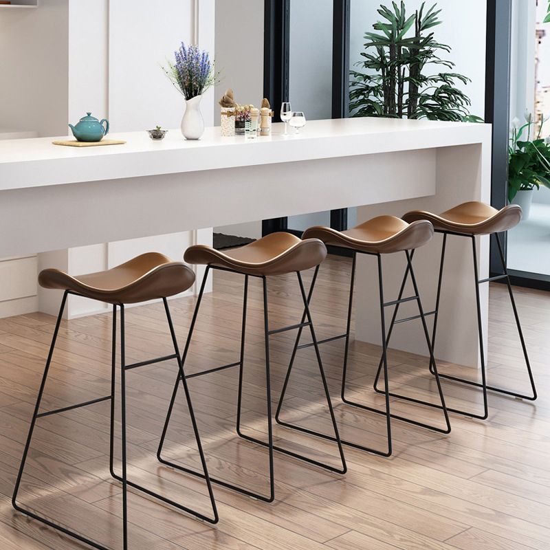 Industrial Style Bar-stool PU Leather Counter Bar Stool with Metal Legs for Home