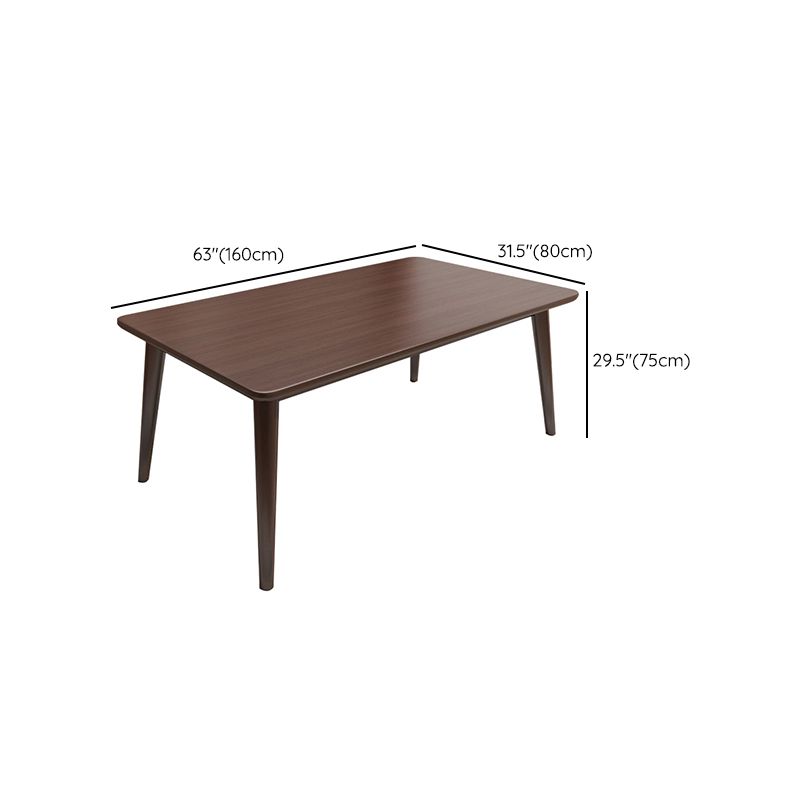 Modern Brown Rubberwood Top Dining Table with 4 Solid Wood Legs