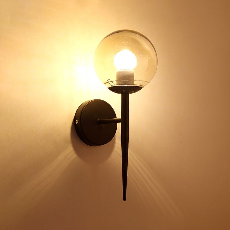 Industrial Style Ball Shape Wall Sconce Glass 1 Light Sconces for Hallway