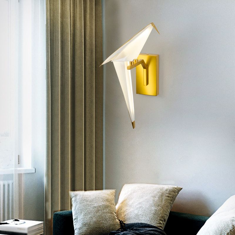 Postmoderne metalen wandlicht wit papier kraanwand sconce licht voor woonkamer slaapkamer
