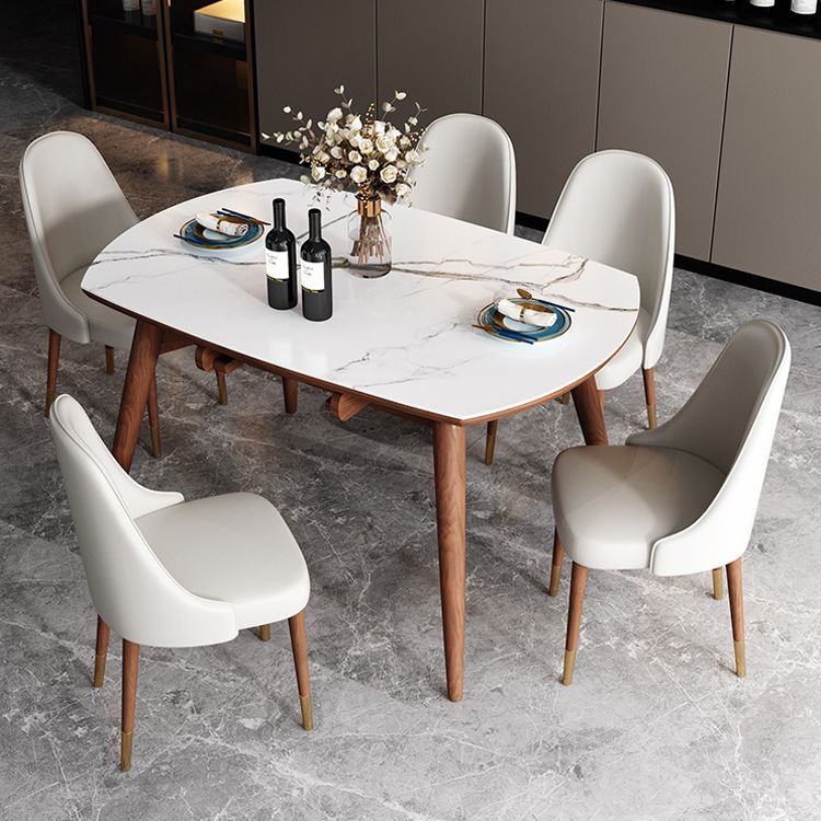 Mesa de comedor redonda de estilo moderno Mesa de comedor de hojas de piedra sinterizada blanca para uso doméstico