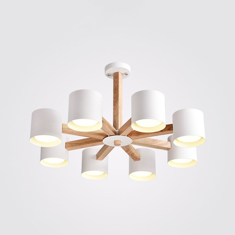 Nordic Modern Style Chandelier Lighting Fixtures Cylinder Wood Chandelier Lights