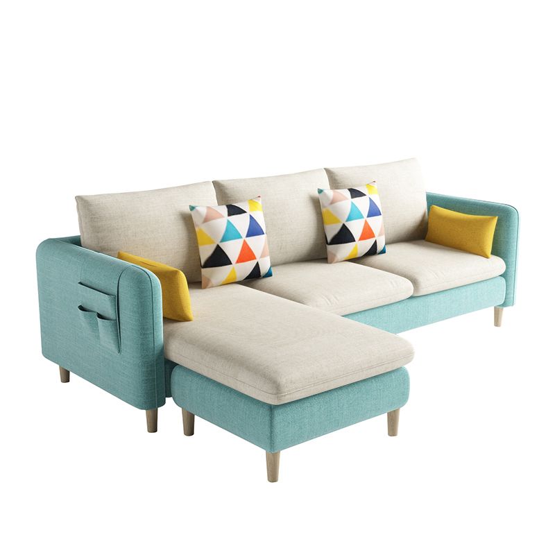 Scandinavian 32.28 " H Cotton Blend Square Arm Sofa & Chaise