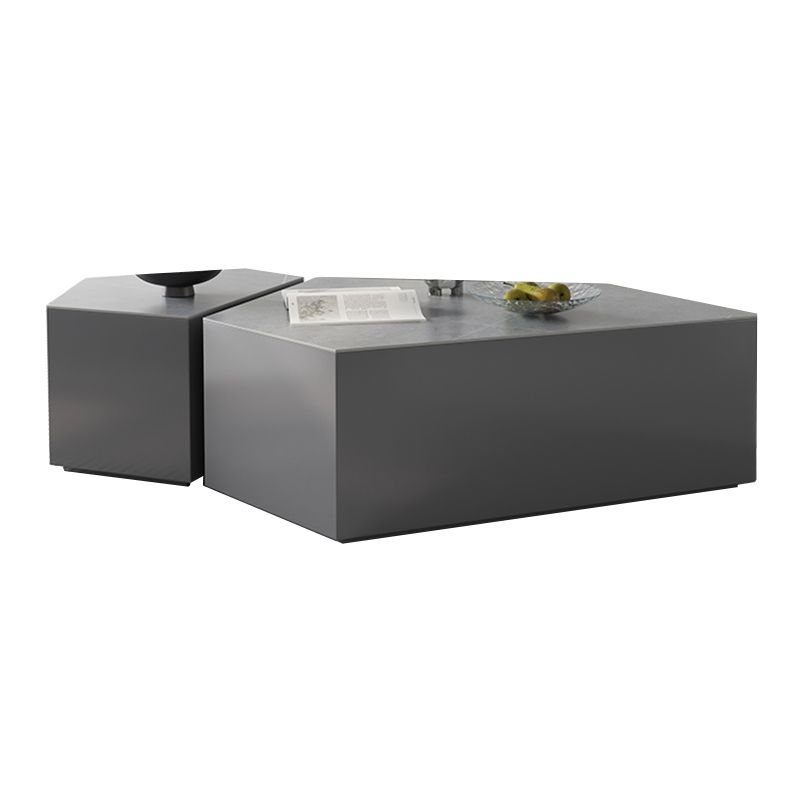 13"H Contemporary Coffee Table Grey Coffee Cocktail Table with Drawer