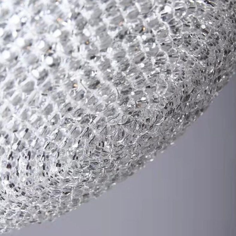 Silver Spherical Chandelier Lighting Minimalist 1-Light Crystal Suspension Lamp