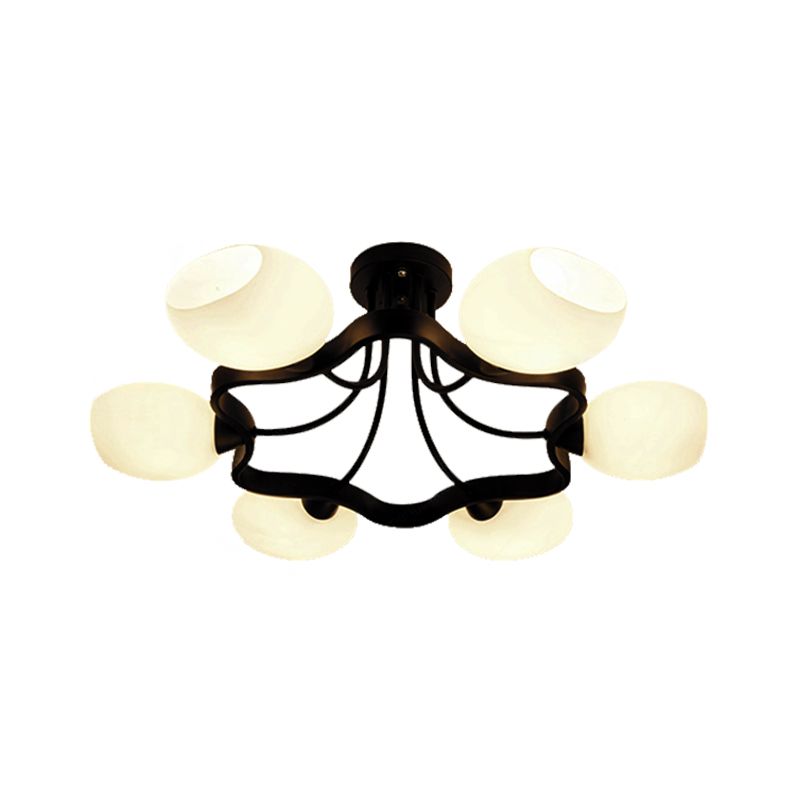 Blanc Orb Shade Semi Flushmount Light avec Orb Shade 6/8 Lumières Grossé plafond de plafond pour l'hôtel
