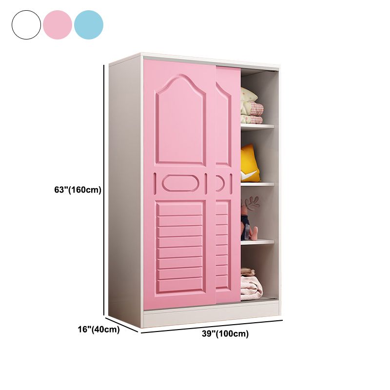 Contemporary Wood Wardrobe 2-Door Wardrobe Closet for Bedroom