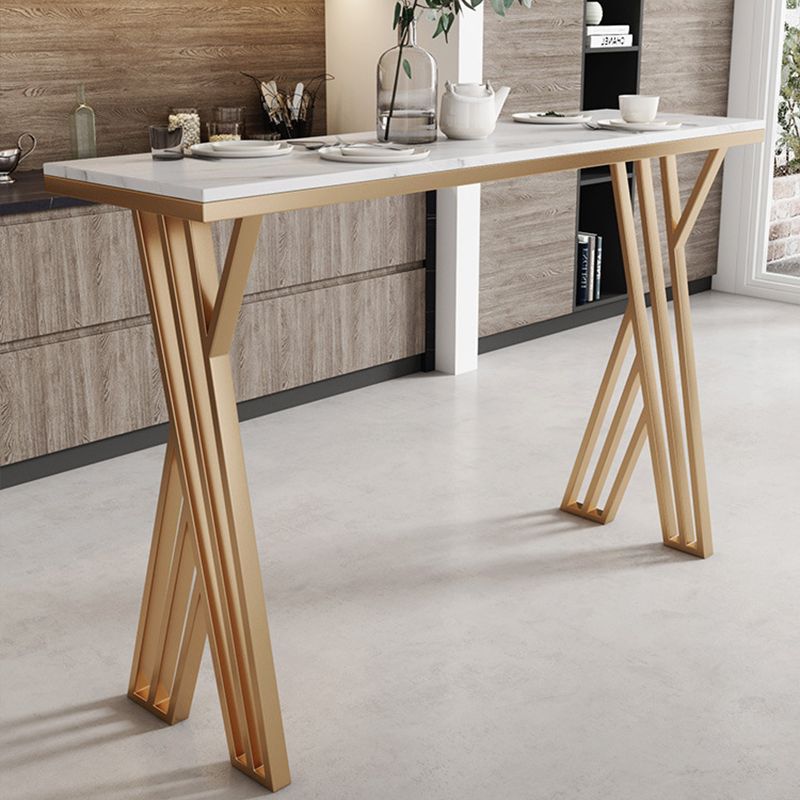 Glam Bar-height Table Faux Marble Top Bistro Pub Table with Gold Base