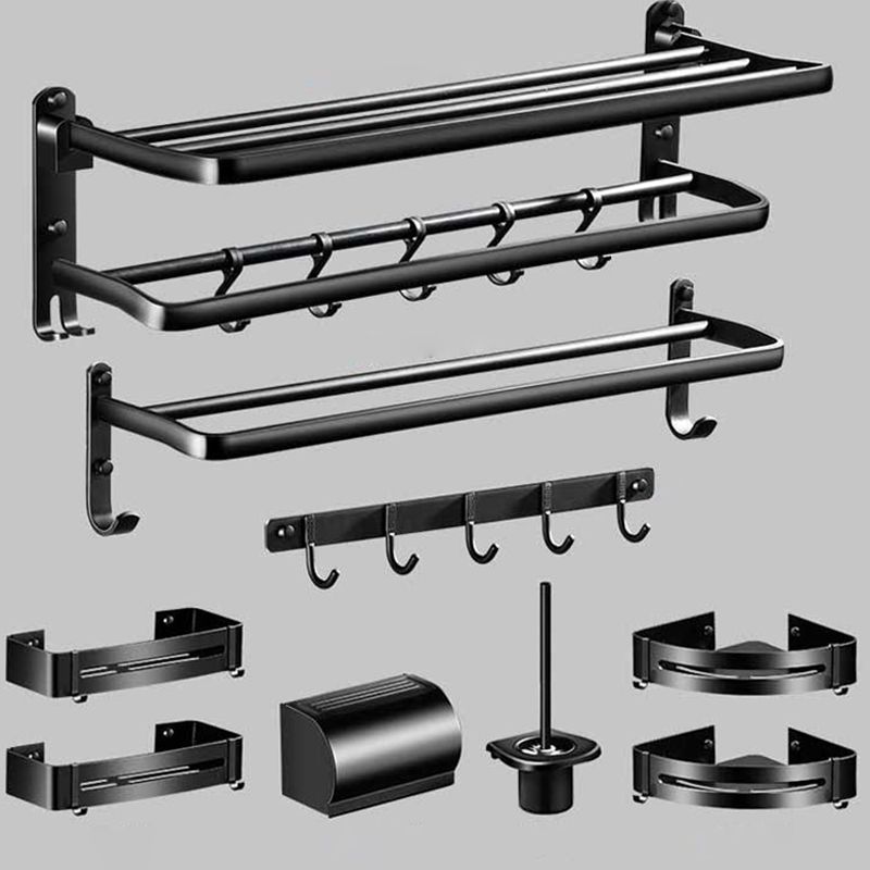 Modern Aluminum Bath Hardware Set Black Bathroom Accessory Kit