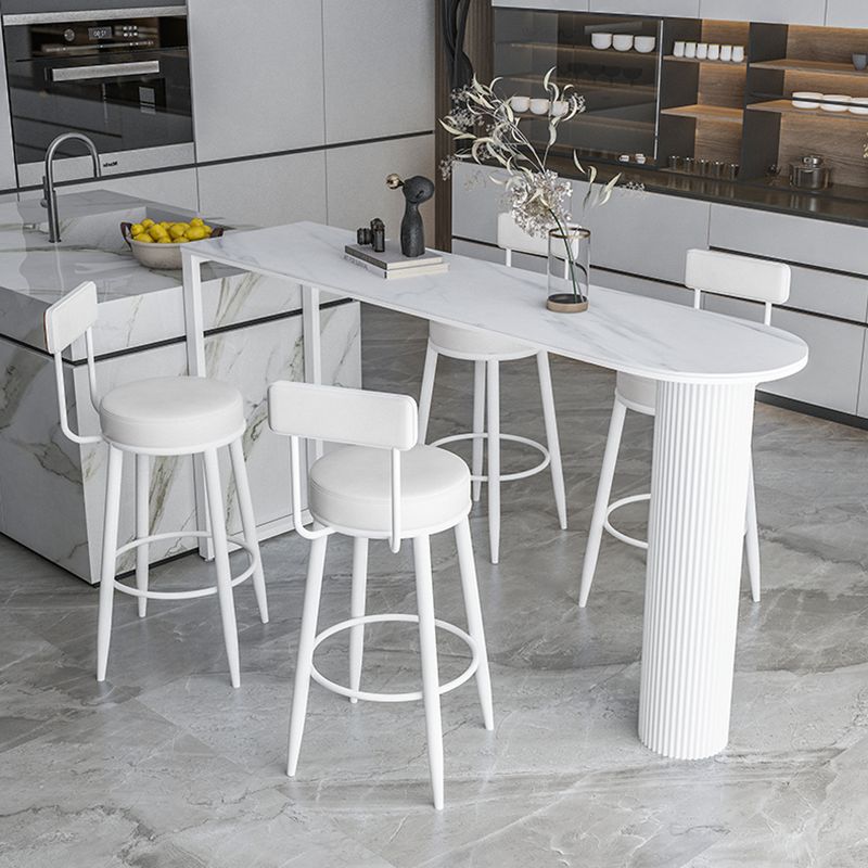 Nordic Style Backrest Counter Stool Iron Cafe Bar Stool with Leather Cushion and Pedal