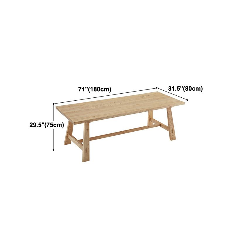 Industrial Khaki Rectangle Dining Table Standard Solid Wood Dining Table with Trestle Base