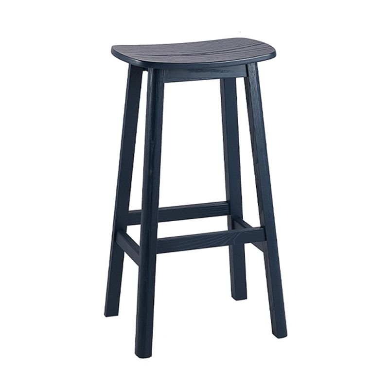 Contemporary 30" Height Solid Wood Backrest Counter High Stool with 4 Legs
