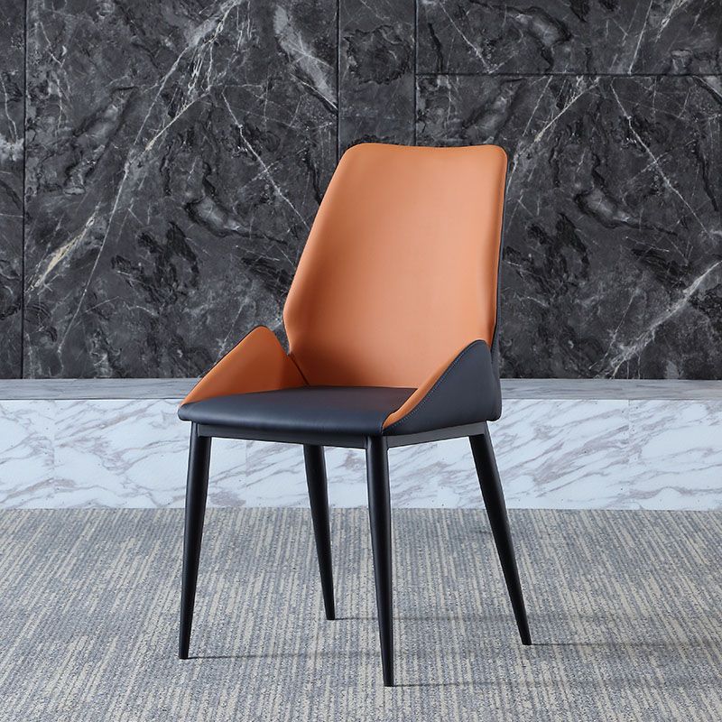 Silla de comedor de metal industrial, sillón de comedor de cuero sintético para uso en restaurantes