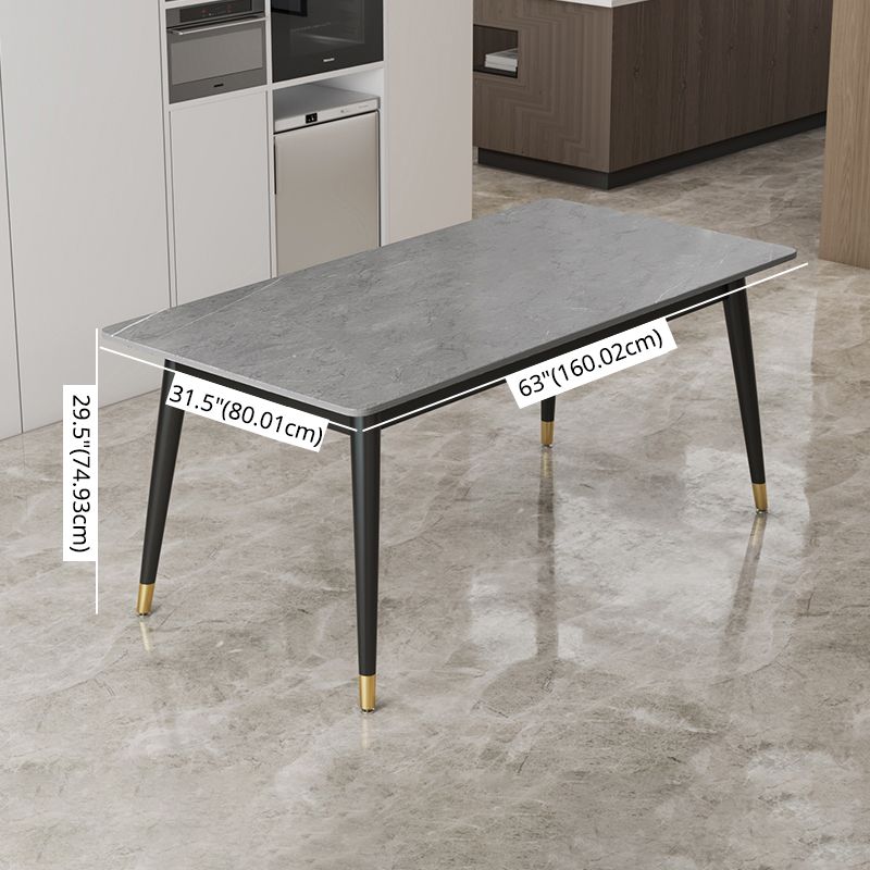 Conjunto de comedor de piedra sinterizada contemporánea con forma de comedor de forma rectangular para cocina