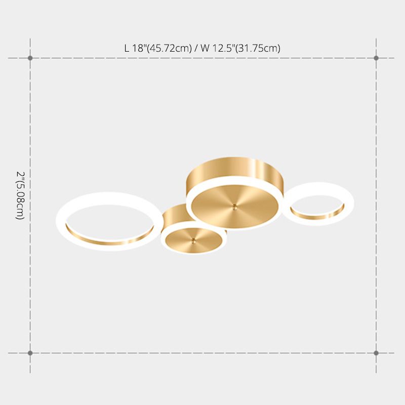 Gepolijste gouden ring inbouw minimalistische acryl LED-plafondlamp voor woonkamer