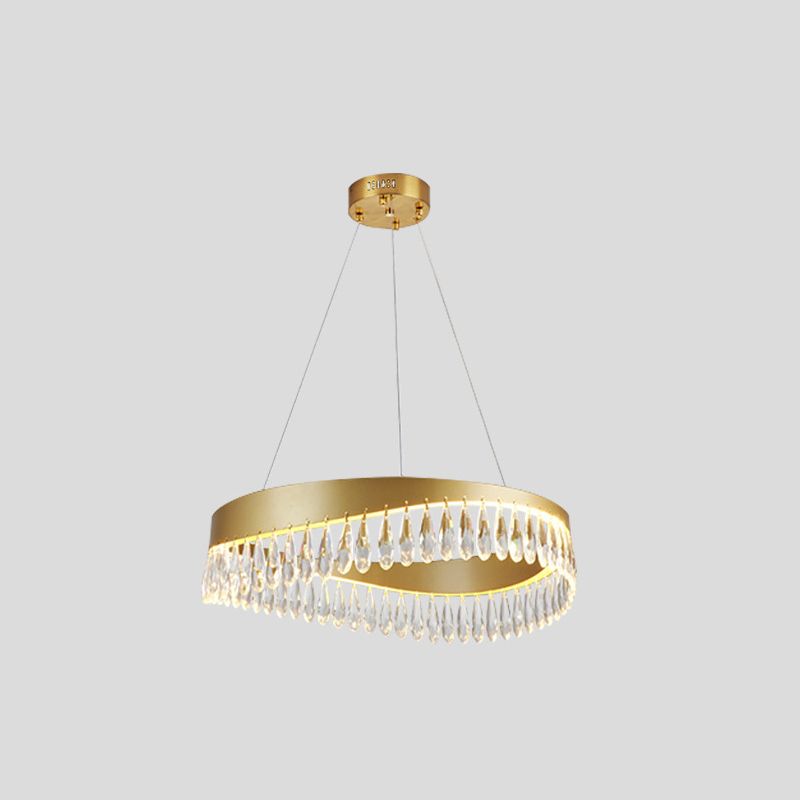 Adjustable Hanging Cord Chandelier Light Modern Round Crystal Ceiling Pendant for Restaurant