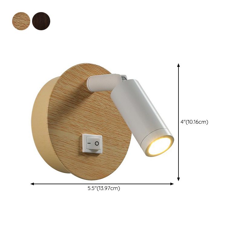 Single Contemporary Black/White Wall Mounted Sconce Shaded Wooden Wall Light