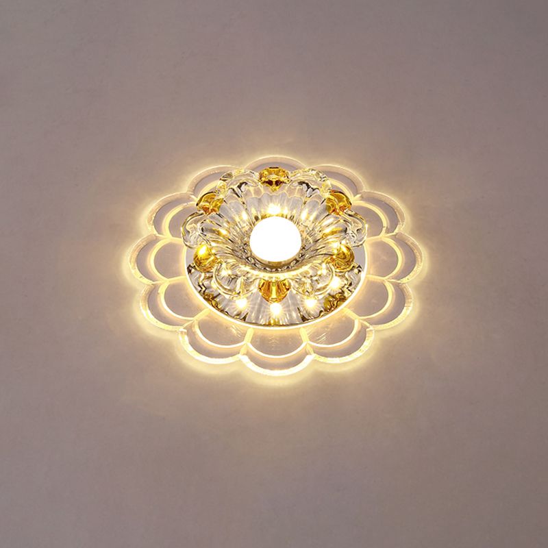 Scalloped Flush Mount Vertiefte Beleuchtung Moderne Kristall Klare LED Deckenleuchte für Korridor
