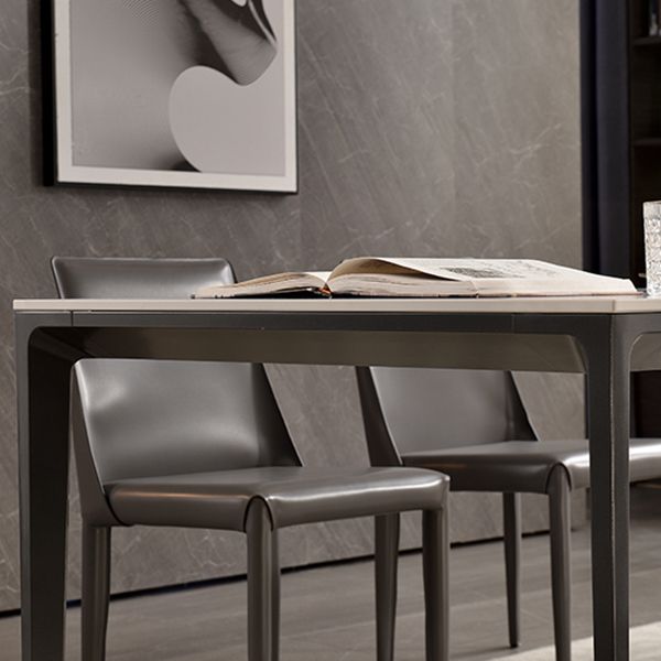 Contemporary Sintered Stone Dining Table 4 Legs Rectangular Table in White