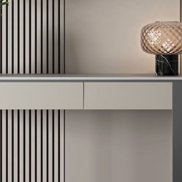 Half Moon Modern Console Table Antique Finish Console Sofa Table in Stone