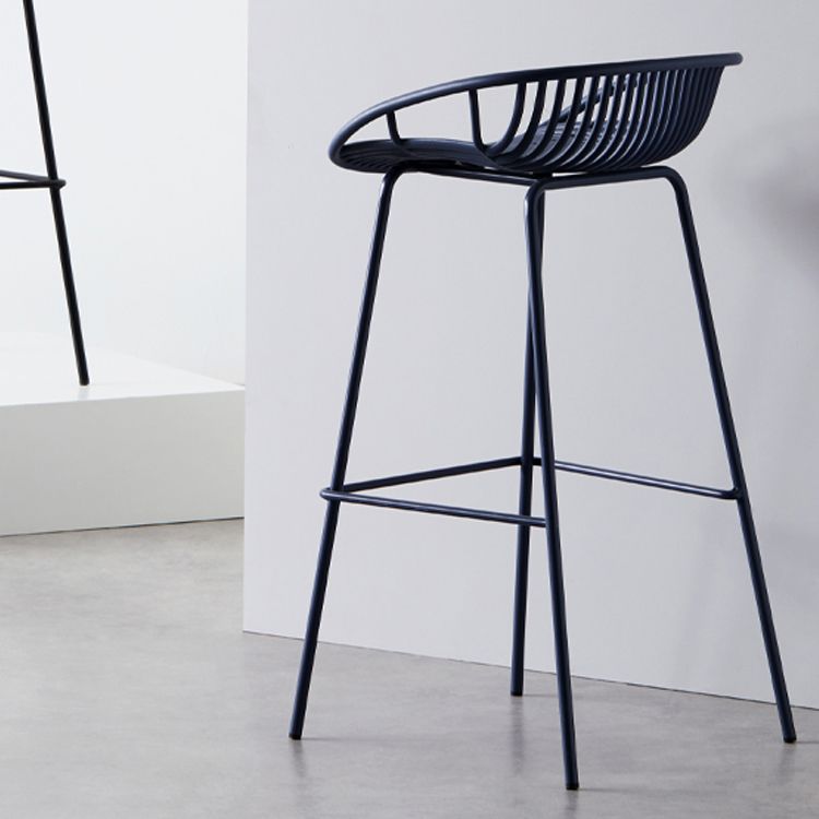 Contemporary Milk Tea Shop Footrest Stool Matte Finish Metal Barstool
