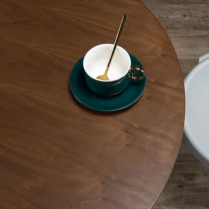 Modern Wood Tabletop Round Dining Table with Metal Tulip Base