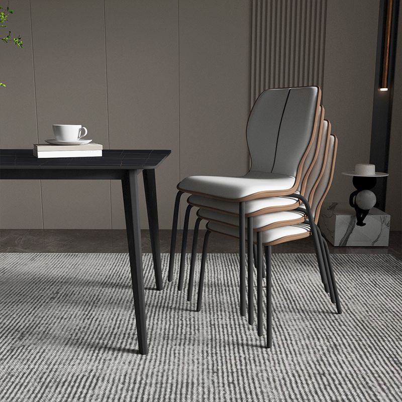 Industrial Indoor Faux Leather Upholstered Parsons Armless Dining Chair