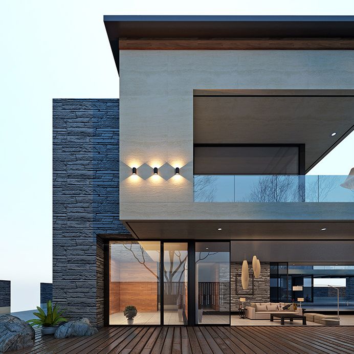 Modern Creative LED Wall Lamp Aluminium Cylindrical Waterproof Wall Light with Glass Shade