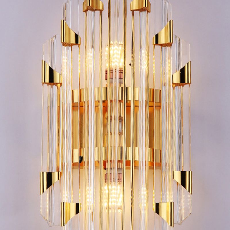 Geometric Shape Crystal Wall Mount Light Modern Style 2-Lights Wall Light Sconce in Gold