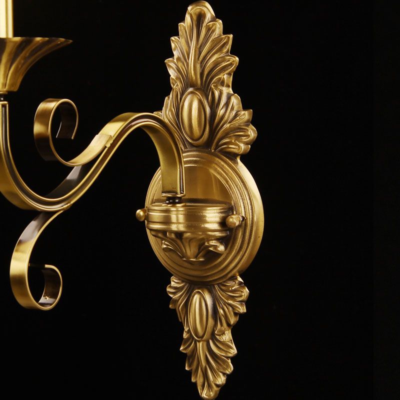 1-Light Flared Wall Lamp Fixture Traditional Brass Frosted Glass Wall Mounted Light for Bedroom