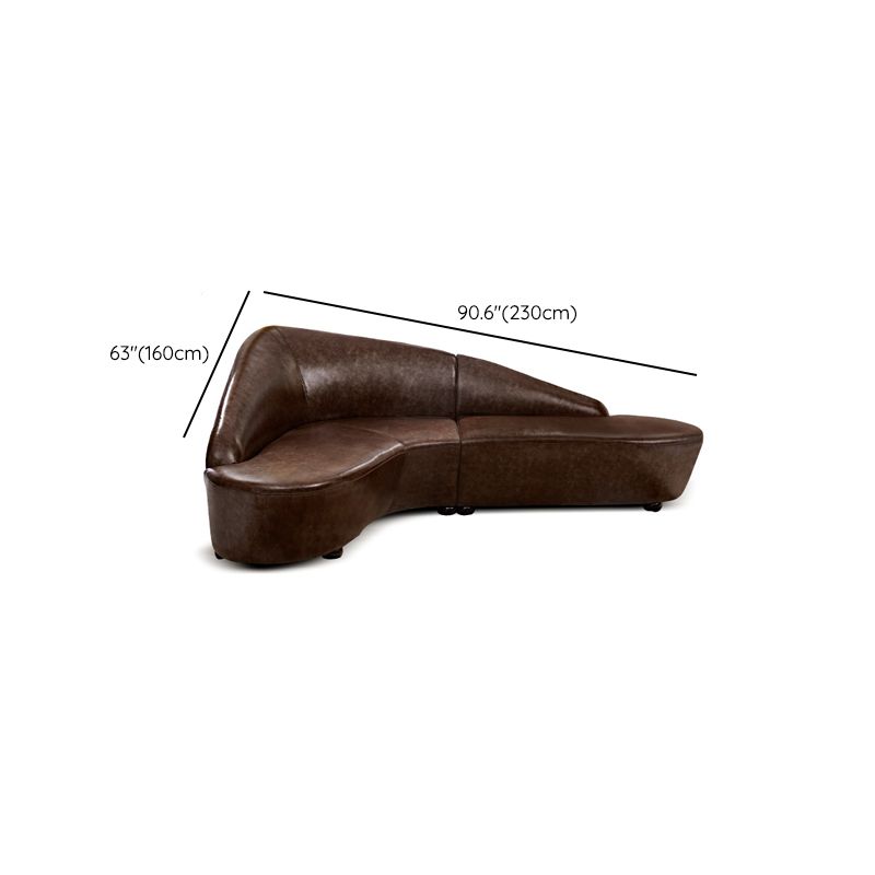 Contemporary Sloped Arm Seating Leather Sofa for Living Room