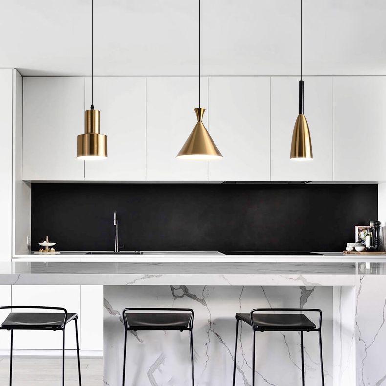 Post-modern Style Hanging Lamp Kit Simple Metal Bedroom Down Lighting Pendant in Gold